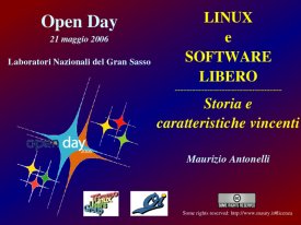 Prima slide di "Linux e software libero - Storia e caratteristiche vincenti"